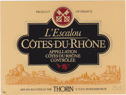 Etiquette Vin - CÔTES-DU-RHÔNE - THORIN - 71 - PONTANEVAUX - Côtes Du Rhône