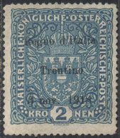 ITALIA - ITALY - TRENTINO ALTO ADIGE - SOPRASTAMPATO AUSTRIA  -  2 Kr -  Senz.goomma - RICONGIUNTA  ???  - 1918 - Trentino
