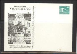 GERMANY DEUTSCHLAND DDR Stamped Stationery D-DDR ST STAT 002 Personalities Fritz Reutner - Andere & Zonder Classificatie