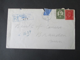 Canada Nesbitt-Brandon 1934 R-Brief Mit 9 Stempeln / Nine Cancels. Registered Letter - Cartas & Documentos