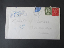 Canada Nesbitt-Brandon 1934 R-Brief Mit 9 Stempeln / Nine Cancels. Registered Letter - Brieven En Documenten