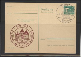 GERMANY DEUTSCHLAND DDR Stamped Stationery Special Cancellation D-DDR ST STAT 036 PLAU-MECKLENBURG 750 Years - Andere & Zonder Classificatie