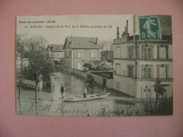 CP  ABLON  N°4 ASPECT DE LA RUE DE LA MAIRIE JOURNÉE DU 28- CRUE DE JANVIER 1910 - Ablon Sur Seine