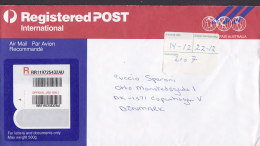 Australia Airmail Par Avion Recommandé Registered PP Stampless International Post 1999 Cover To Denmark (2 Scans) - Covers & Documents