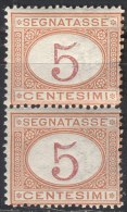 ITALIA  - REGNO SEGNATASSE 5 C OCRE E CARMINO - PAIR  -  **MNH -  1870-1874 - Taxe