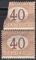 ITALIA  - REGNO SEGNATASSE 40 C OCRE E CARMINO - PAIR ??  -  **MNH -  1870-1874 - Taxe