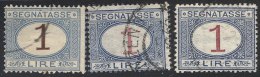 ITALIA  - REGNO SEGNATASSE 1 Lira - LOT DIFFERENT.  -  Annullo -  1870-1874 - Portomarken