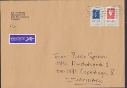 Netherlands Priority Prioritaire Label LEDSCHENDAM 2000 Cover Brief To Denmark Amphilex '77 Stamp On Stamp - Cartas & Documentos