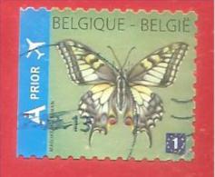 BELGIO USATO - 2012 - Swallowtail Butterfly Selfadhesive Left Unperforated - 1 Europe U - Michel BE 4301BDl - Used Stamps