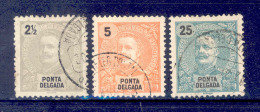 ! ! Ponta Delgada - 1897 D. Carlos (3 Diferent Stamps) - Used - Ponta Delgada