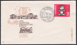 Yugoslavia 1962, Illustrated Cover "100 Years Of Traffic Post", W./ Special Postmark "Zagreb", Ref.bbzg - Lettres & Documents