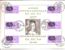 België   Herdenkingskaart   1838      Rubensjaar  1977         6 Afstempelingen - Souvenir Cards - Joint Issues [HK]