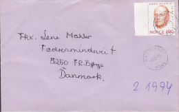 Norway Deluxe MATTLAND 1974 Cover Brief To FRUENS BØGE Denmark Kong Olav V. Stamp W. Margin - Storia Postale