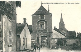 18 Les  AIX  D 'ANGUILLON   - Le  Donjon  Et  L'église - Les Aix-d'Angillon