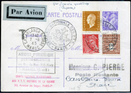 FRANCE - DIVERS  / ENTIER POSTAL AVION DE PARIS LE 25/5/1945, POUR CASABLANCA, REPRISE 1er SERVICE QUOTIDIEN - TB - Primeros Vuelos