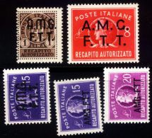 ITALIA - TRIESTE - A.M.G.  F.T.T.  OVP.-  RECAPITO  AUTORIZZATO  CENTRATO  LOT - **MNH Sa. 2-3-5 - 1947-52 - Fiscale Zegels