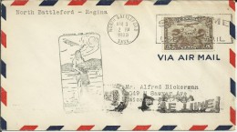 CANADA PRIMER VUELO 1930 NORTH BASTTLEFORD REGINA  AL DORSO MAT LLEGADA - Airmail