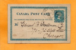 Canada 1900 Card Mailed To USA - Covers & Documents