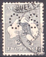 Australia 1918 Kangaroo 2d 3rd Wmk OS U, Variety 'Cut Throat' ACSC 7(U)d - Gebruikt