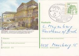 KASSEL CITY HALL, PC STATIONERY, ENTIER POSTAL, 1981, GERMANY - Illustrated Postcards - Used