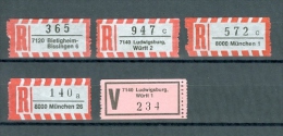 BRD R- Und V-Zettel 6x Gebraucht Bietigheim-Biss. Ludwigsburg 2x München V-Zettel Ludwigsburg - R- Und V-Zettel