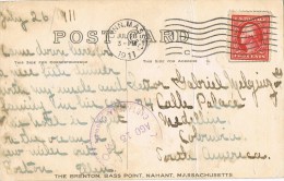 9114. Postal LINN (Mass) 1911 A Colombia- The Brenton (Bass Point) - Storia Postale