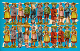 CHILDREN, PART SHEET X 22, VICTORIAN SCRAP, PLANCHE X 22, DECOUPIS  ANCIENS GAUFRE, MINT COND, Ca  19  X 12 Cm - Children