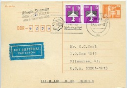 DDR P87 I Postkarte Sost. CARUS Dresden-USA 1989 Kat. 37,50 € - Cartoline - Usati