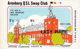 QSL COLLECTOR CARD ARENBERG QSL SWAP CLUB CLUBCARD AQSCC ( BY SKUNK ) # 96 " LADY PIRRE " HEVERLEE - BELGIUM - Autres & Non Classés