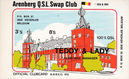 QSL COLLECTOR CARD ARENBERG QSL SWAP CLUB CLUBCARD AQSCC ( BY SKUNK ) # 13 " TEDDY & LADY  " HEVERLEE - BELGIUM - Autres & Non Classés