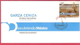 2010 FDC BIRD, Discovering MEXICO, GARZA CENIZA “Descubriendo México”  (Ardea Herodias) - Ooievaars