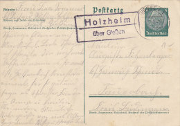 DR Postkarte Mit Landpoststempel: Holzheim über Gießen, Giessen 29.3.1940 - Macchine Per Obliterare (EMA)