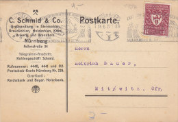 INFLA DR 199 A EF Auf PK Der Fa. C.Schmid & Co. Kohlen, Mit Gelegenheitsstempel: Nürnberg LW-Austellung 14.6.1922 - Altri & Non Classificati