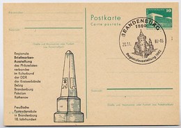 DDR P84-5-82 C5 Postkarte Zudruck POSTMEILENSÄULE Brandenburg Sost. 1982 - Privé Postkaarten - Gebruikt