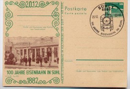 100 J. EISENBAHN SUHL DDR P84-13-82 C11 Postkarte Zudruck Sost. 1982 - Trenes
