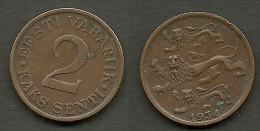 Estland Estonia Estonie 2 Senti Coin 1934 - Estonie