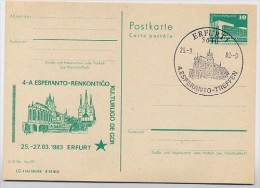 DDR P84-5-83 C17 Postkarte Zudruck ESPERANTO DOM ERFURT Sost. 1983 - Cartes Postales Privées - Oblitérées