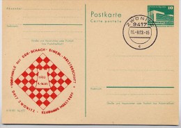 DDR P84-28a-83 C36-a Postkarte VORFINALE SCHACH Zwönitz Stpl. 1983 - Private Postcards - Used