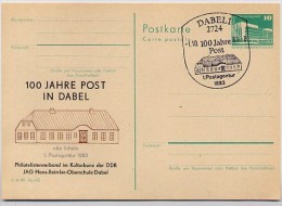 DDR P84-36-83 C43 Postkarte Zudruck 100. J. POST DABEL Sost. 1983 - Cartes Postales Privées - Oblitérées