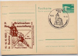 DDR P84-39-83 C46 Postkarte Zudruck DENKMAL SEELOW Sost. 1983 - Cartes Postales Privées - Oblitérées