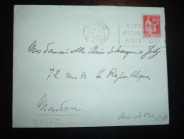 LETTRE TP PAIX 50C OBL.MEC.5 II 1936 VERSAILLES (78)+ VERSO VIGNETTE FEDERATION NATIONALE CATHOLIQUE DIEU PATRIE FAMILLE - Cartas & Documentos