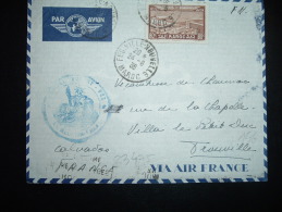 LETTRE EN FM PAR AVION POUR FRANCE TP 80C OBL. 24-6-38 FES VILLE NOUVELLE MAROC + CACHET REGIMENTAIRE FEZ - Briefe U. Dokumente