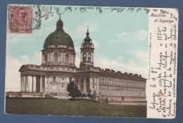 PIEMONTE TORINO - CP COLORISEE BASILICA DI SUPERGA - FLLI. BERTOGLIO EDITORI RISTORANTE BAZAR SUPERGA - CIRCULEE EN 1904 - Autres Monuments, édifices