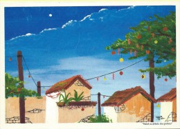 CARTE POSTALE - POSTCARD - POSTKARTE - BRIEFKAART- CARTOLINA POSTALE-CAP VERT-PEINTURE- NOEL DANS LE VILLAGE DES PAUVRES - Cape Verde