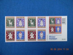 2009 Scott # 4425-28b, BC 256 MNH. Double Sides Booklet Of 20 Christmas 2009. Perf 10 3/4, (2 Or 3 Sides) - 3. 1981-...