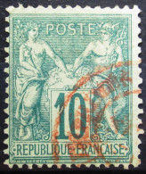 FRANCE           N° 65           OBLITERATION ROUGE - 1876-1878 Sage (Type I)