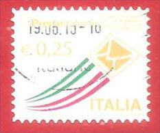 ITALIA REPUBBLICA USATO  - 2013 - Posta Italiana - Serie Ordinaria - € 0,25 - S. 3182A - 2011-20: Afgestempeld