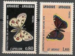ANDORRE: PAPILLONS (Yvert 258/59). Neuf Sans Charniere. MNH - Schmetterlinge