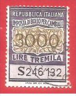 ITALIA REPUBBLICA - USATO - IMPOSTA DI BOLLO PER CAMBIALI - £ 3000 - CON CODICE ALFANUMERICO - Fiscales