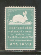 CZECHOSLOVAKIA 1913 BREVNOV 3RD RABBIT BREEDERS ASSOCIATION EXHIBITION GREEN UNCOMMON POSTER STAMP NHM EMBOSSED - Conejos